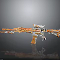 Unique Stylish Rifle With Orange Flame Design And Modern Decorative Elements
