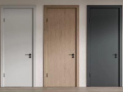 Modern Hinged Doors in White Wooden and Black Colors for Home Interiors 3d model
