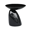 Black Modern Side Table With Sleek Glossy Surface And Unique Curved Base Design 3d model