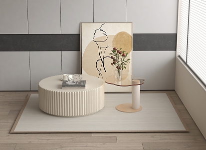 Modern Cream Style Coffee Table Decoration Hanging Painting Carpet Vase Floriculture Ornaments 3d model