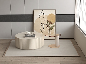 Modern Cream Style Coffee Table Decoration Hanging Painting Carpet Vase Floriculture Ornaments 3d model