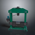 Green Frame Hydraulic Press Machine With Metal Structure And Black Components 3d model