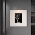 Modern Abstract Cubist Painting Featuring Human Face Framed On Dark Wall 3d model