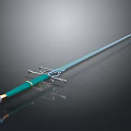 Elegant Decorative Sword With Green Handle Gold Accents And Long Slender Blade
