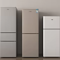 Three Modern Kitchen Refrigerators In Gray Beige White Colors With Sleek Design 3d model