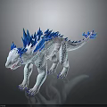 White Fantasy Dinosaur Character With Blue Spiky Spines And Sharp Claws Design 3d model