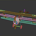 Vintage Biplane Aerospace Model With Brown Wings And Orange Propeller Design