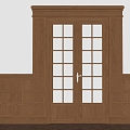 Middle ancient double door solid wood door kitchen door 3d model