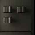 Modern Minimalist Pendant Lights With Wooden Stripes Hanging In Display Area