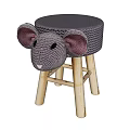 Cute Mouse Shaped Stool With Crocheted Seat And Wooden Legs For Kids Room