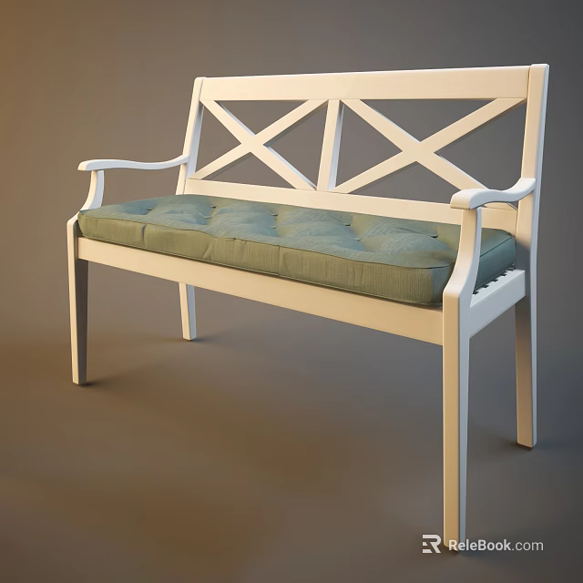 Comfortable Single Sofa With White Frame Green Cushion Armrests And Cross Back Design 3d model 