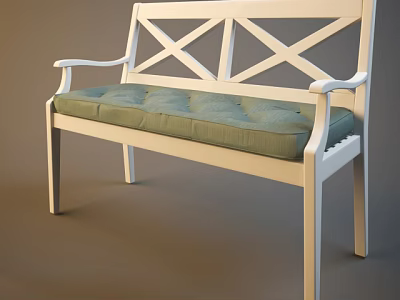 Comfortable Single Sofa With White Frame Green Cushion Armrests And Cross Back Design 3d model