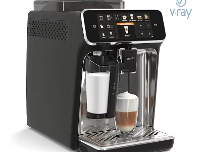 Black Automatic Coffee Machine Modern Kitchen Appliance With Milk Frother And Digital Panel 3d model