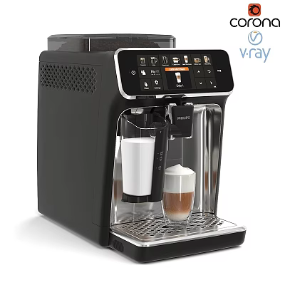 Black Automatic Coffee Machine Modern Kitchen Appliance With Milk Frother And Digital Panel 3d model