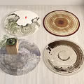 Round Carpets Featuring Artistic Patterns Natural Textures and Neutral Color Tones 3d model