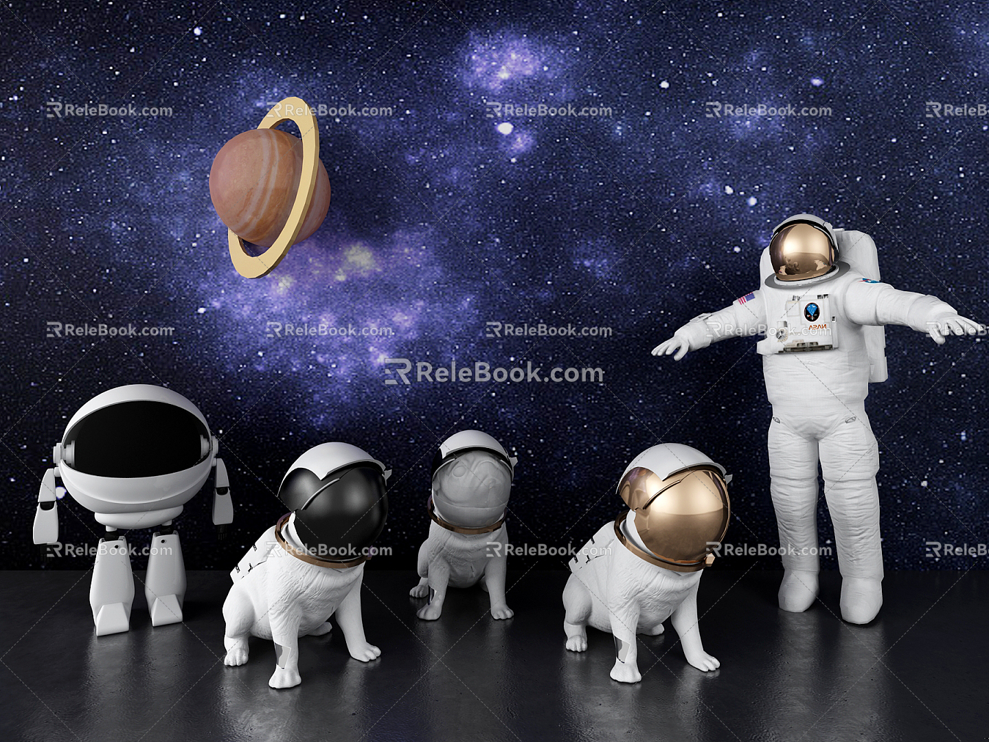 Modern Robot Dog Space Astronaut Robot Robot Dog Ornaments 3d model