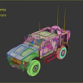 Armored Military Vehicle in Desert Sand Color With Multiple Antennas Heavy Duty Wheels and Roof Mounted Gear