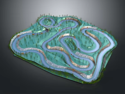 Garden Landscape Design With Winding Walkways Lush Green Vegetation And Natural Terrain 3d model