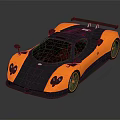 Orange and Black Modern Sports Car with Sleek Design Carbon Fiber Red Rims Rear Spoiler