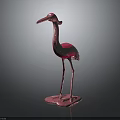 Pink Flamingo Sculpture With Long Legs And Pointed Beak On Square Base