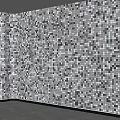 Modern Mosaic Background Wall with Silver Gray Glossy Tiles Decorative Columns and Minimalist Design