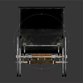 Vintage Old Fashioned Carriage With Wooden Panels Black Roof And Spoked Wheels On Reflective Surface