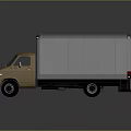 Yellow Cab Box Truck With White Cargo Box And Smooth Exterior Design