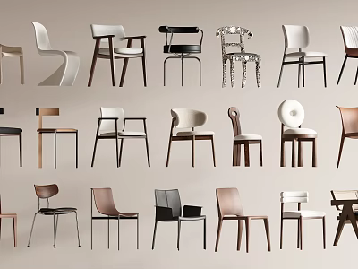 Stylish Modern Dining Chairs With Various Designs And Materials For Home Decor 3d model