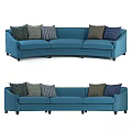 Blue Sectional Sofa With Multiple Decorative Accent Pillows For Living Room 3d model
