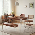 Modern Minimalist Dining Chairs With Wicker Back And Upholstered Seat For Wooden Table Setting