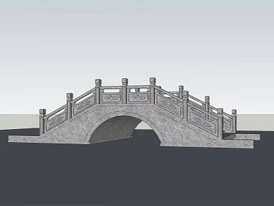 Traditional Stone Arch Bridge With Intricate Carved Railings And Classic Design 3d model