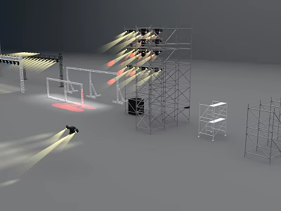 Stage Scaffolding Setup With Lighting Equipment And Structure Components 3d model