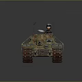 Military Tank With Camouflage Paint Antennas Mesh Covering on Top And Crew Member Figure