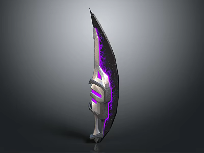Fantasy Metallic Blade With Purple Glowing Geometric Patterns And Shiny Finish 3d model