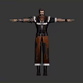 Detailed Male 3D Character With Red Black Outfit Belt And Arms Outstretched