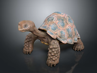 Colorful Turtle Sculpture With Detailed Shell Patterns And Textured Legs 3d model
