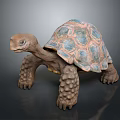 Colorful Turtle Sculpture With Detailed Shell Patterns And Textured Legs 3d model