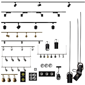 Modern Spotlights Track Lights 3d model