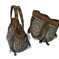 Colorful Hand Embroidered Handbags With Geometric Patterns Tassels And Leather Handles