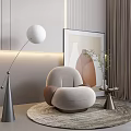 Modern Single Sofa Single Sofa Floor Lamp Decorative Painting 3d model