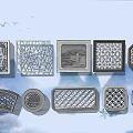 New Chinese Style Pattern Window Carved Window 3d model