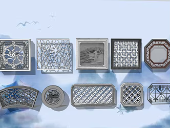New Chinese Style Pattern Window Carved Window 3d model