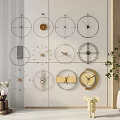 Multiple Modern Wall Clocks with Different Designs on Living Room Wall 3d model