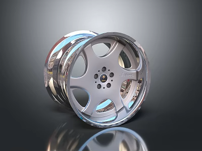 Stylish Vehicle Tire With Modern Silver Wheel Rim And Metallic Reflective Design 3d model