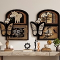 Modern Antique Style New Chinese Style Quiet Style Watch Electronic Watch Wall Clock Decorative Painting Hanging Painting Hanging Painting Combination Hanging Painting Hanging Painting Study Room Hanging Painting Living Room Hanging 3d model