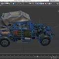 Olive Green Military Off Road Vehicle With Canvas Top And Red Components