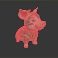 Cute Pig Shaped Living Decor Figurine With White Green Intricate Patterns