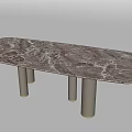 Modern Dining Table With Sleek Marble Top And Cylindrical Legs Design