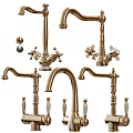 Stylish Gold Bathroom Faucets With Cross Handles And Curved Spout Designs