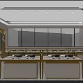 Elegant Modern Jewelry Store In Shopping Mall With Glass Display Cases And Gold Frames
